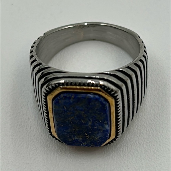 2313- Lapis Lazuli Natural Gemstone Handmade Men's Ring Size 9 NWT - Picture 3 of 9